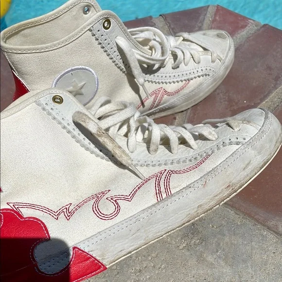 Converse Chucks Taylor Sasha High-Top Sneakers with Red Flame Western Design - Picture 10 of 15